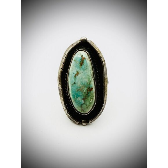 VINTAGE STERLING SILVER TURQUOISE RINGSIZE 4
